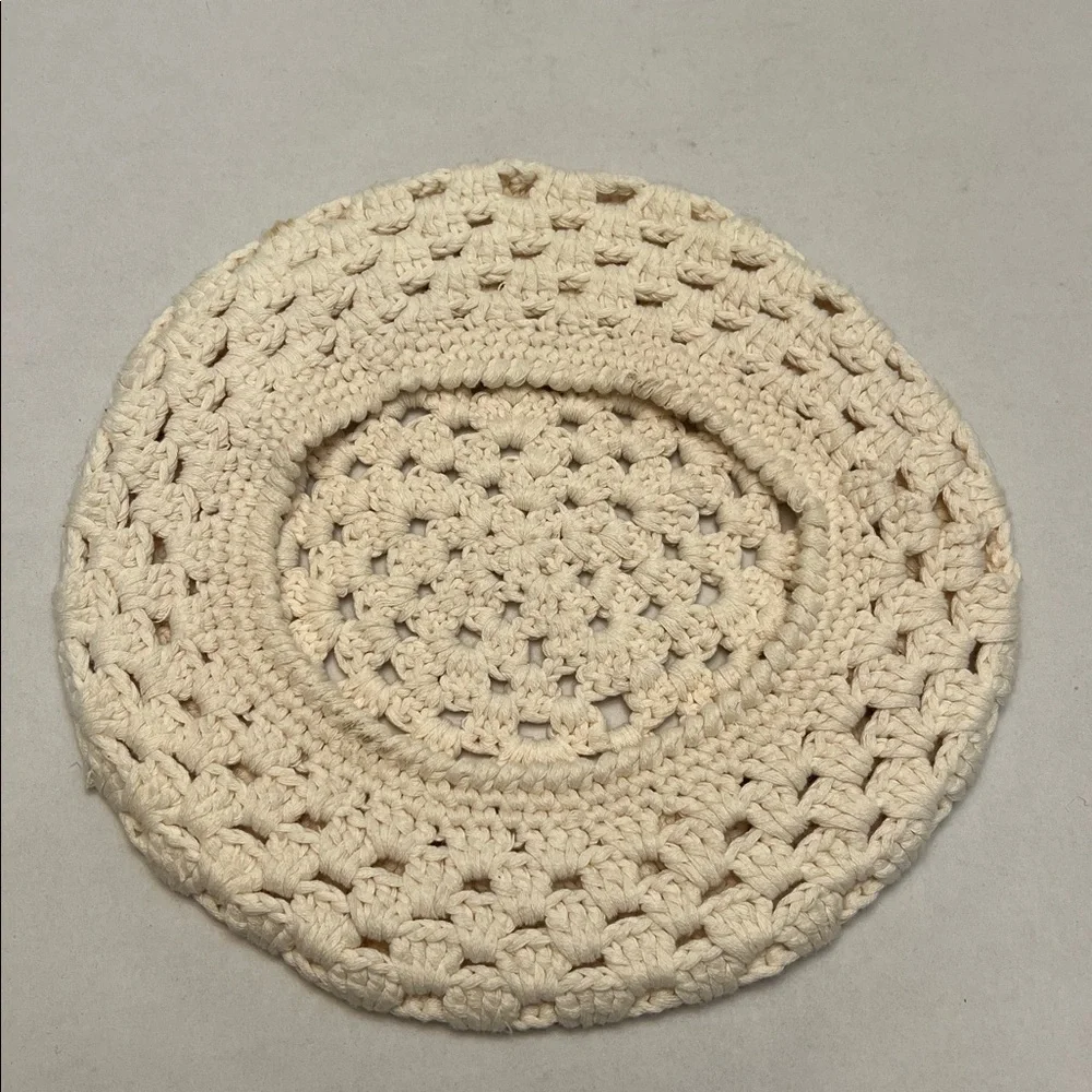 CREAM -OFF WHITE CHUNKY BERET CAP WOMENS COTTON BLEND BEANIE CROCHET KNIT HAT - Picture 2 of 7